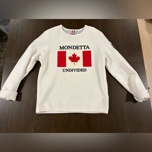 Mondetta Women’s White Crewneck Sweater with Red Canadian Flag
